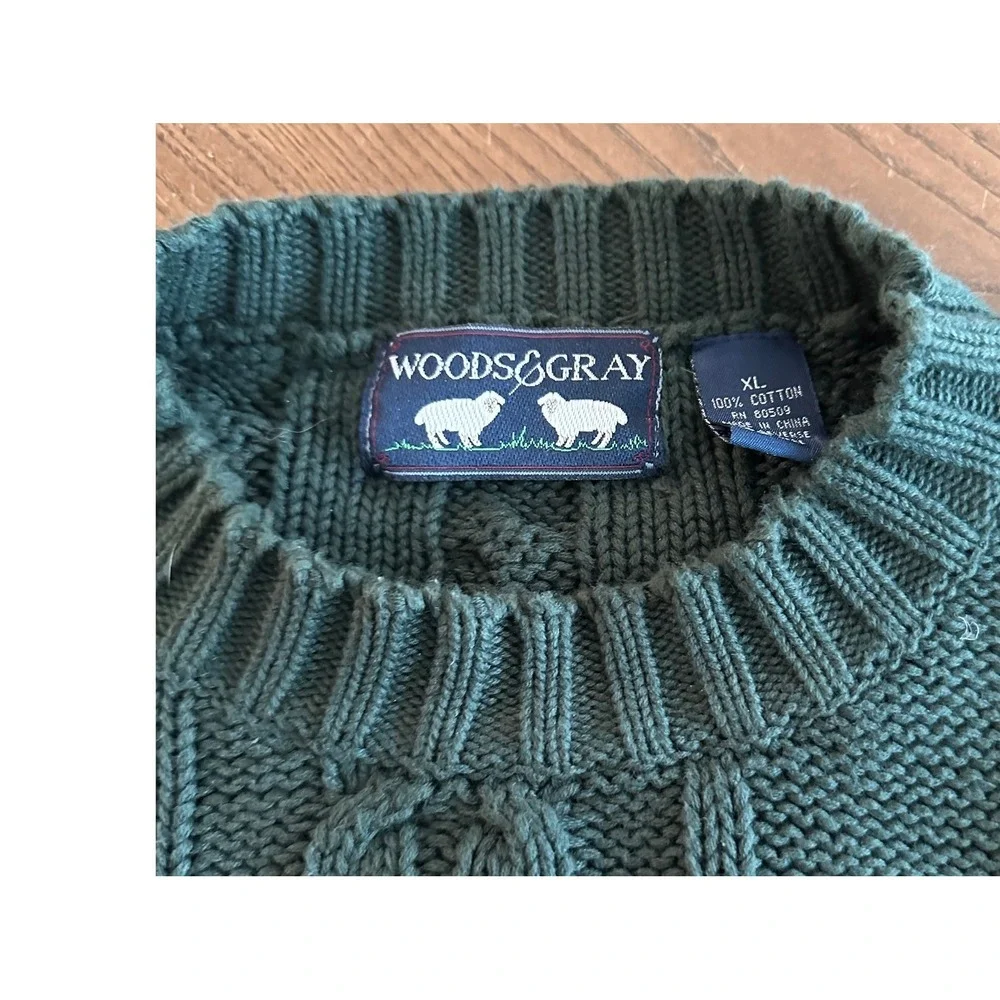Woods & Gray Mens XL Colorblock Cable Knit Cotton Sweater Green‎ Blue Burgundy